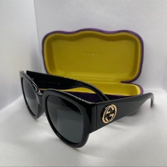 GUCCI Authentic Women\'s Gold Logo Havana Round Sunglasses main image 6